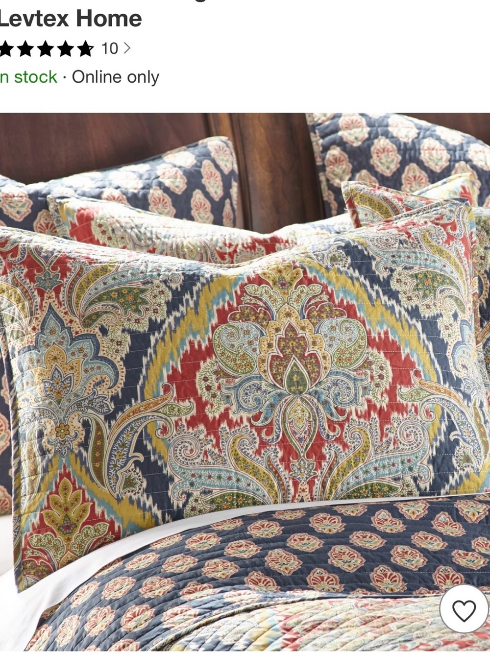Levtex Paisley Quilt  3 pcs. Set in Red, Blue, Green reversible pattern 🧡 - Picture 6 of 6